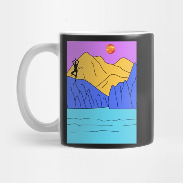 Animated Yoga Mountains Sun and River Graphic by WonderfulHumans